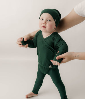 Wrap-A-Roo™ Wrap Opening Romper in Sage