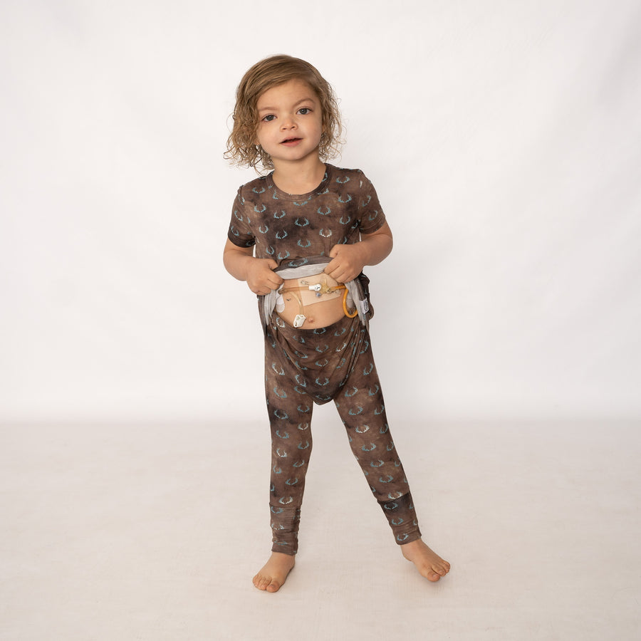 Front Opening Romper in Antlers | Bamboo Viscose
