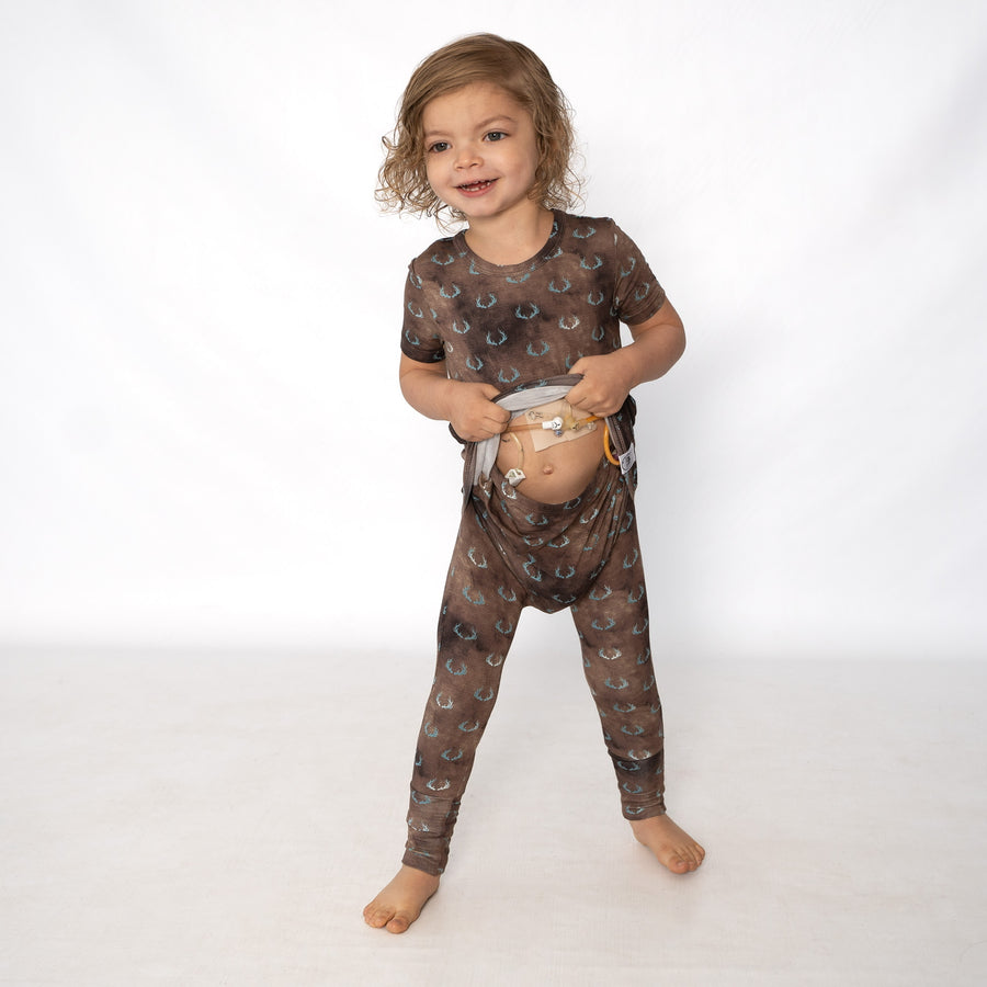Front Opening Romper in Antlers | Bamboo Viscose