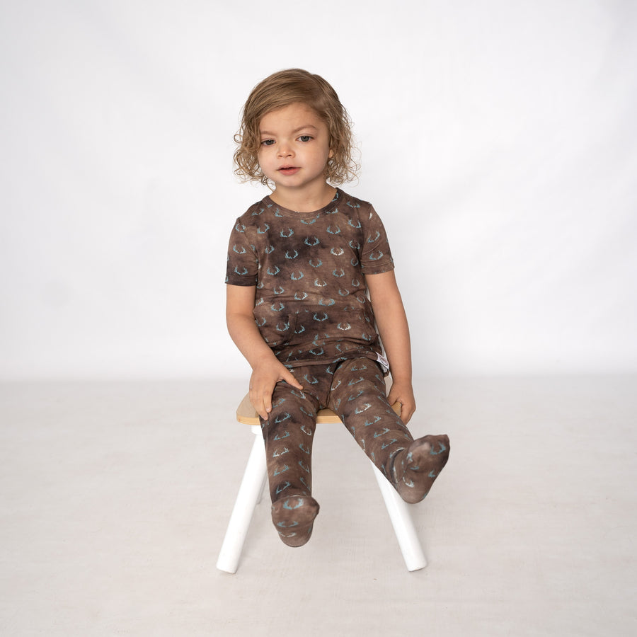 Front Opening Romper in Antlers | Bamboo Viscose