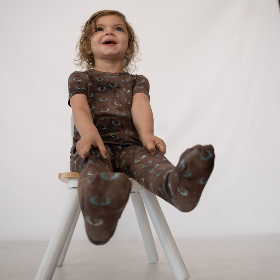 Front Opening Romper in Antlers | Bamboo Viscose
