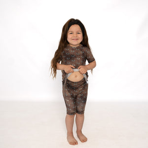 Front Opening Shortie Romper in Antlers | Bamboo Viscose