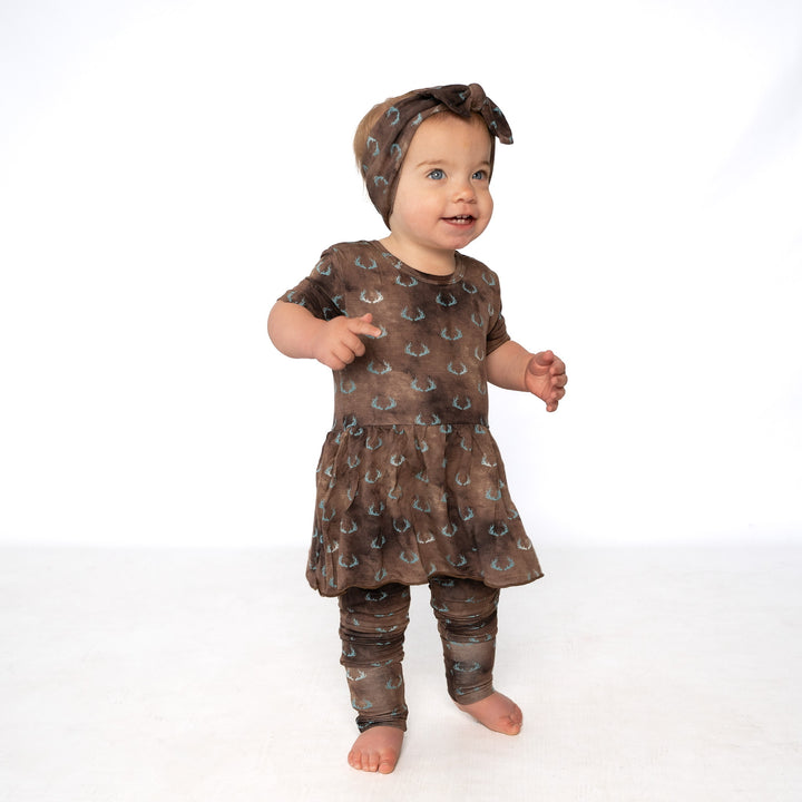 Front Opening Twirl Romper in Antlers | Bamboo Viscose