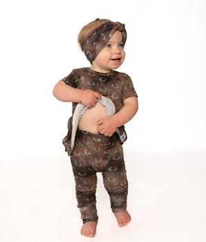 Front Opening Twirl Romper in Antlers