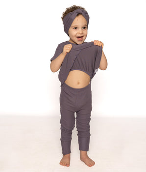 Front Opening Twirl Romper in Dusk