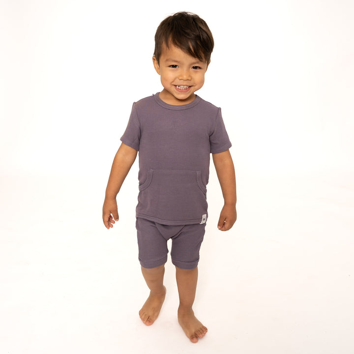 Front Opening Shortie Romper in Dusk | Bamboo Viscose