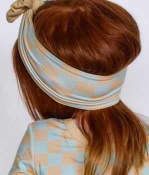 Headwrap in Check It & Beige (Reversible)