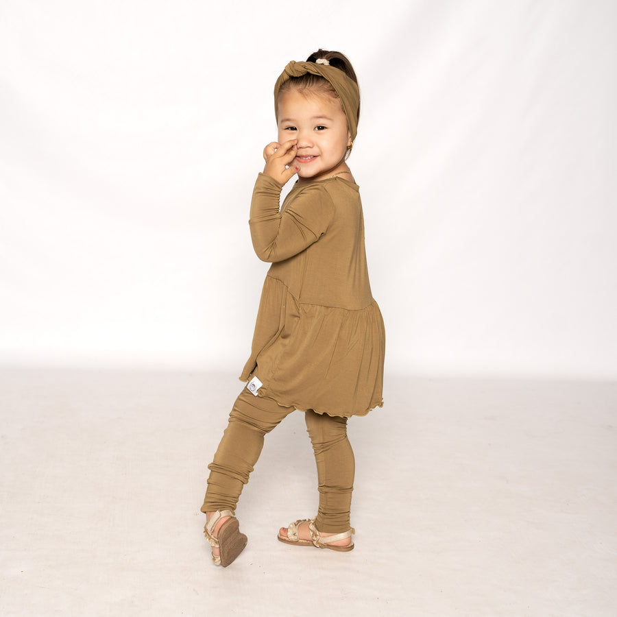Front Opening Twirl Romper in Khaki | Bamboo Viscose