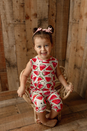 Front Opening Tank Shortie Romper in OG Watermelons 2.0 | Bamboo Viscose