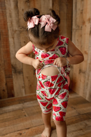 Front Opening Tank Shortie Romper in OG Watermelons 2.0 | Bamboo Viscose