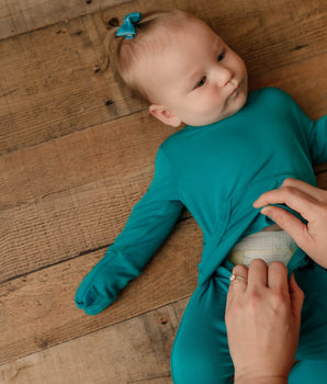 Front Opening Romper in Jade | Bamboo Viscose