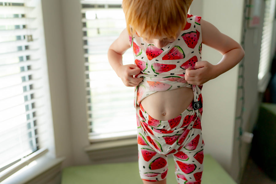 Front Opening Tank Shortie Romper in OG Watermelons 2.0 | Bamboo Viscose