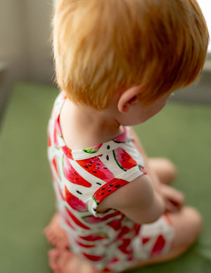 Front Opening Tank Shortie Romper in OG Watermelons 2.0 | Bamboo Viscose