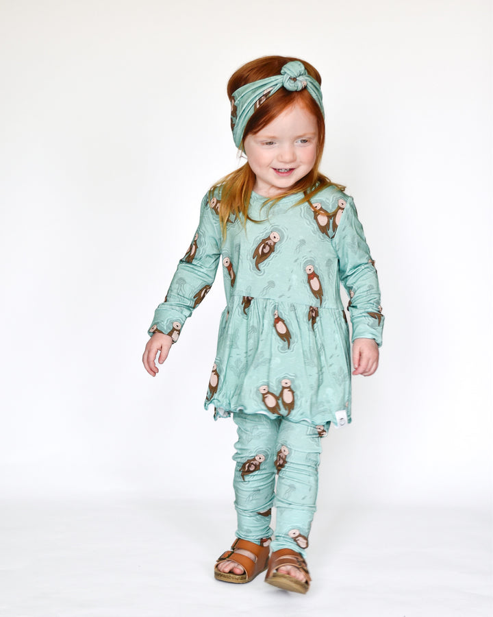 Front Opening Twirl Romper in Otters | Bamboo Viscose