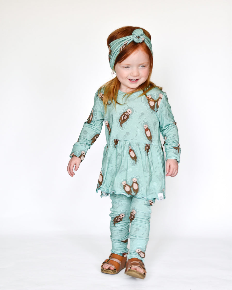 Front Opening Twirl Romper in Otters | Bamboo Viscose