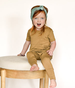 Front Opening Romper in Khaki | Bamboo Viscose