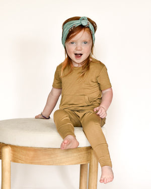 Front Opening Romper in Khaki | Bamboo Viscose