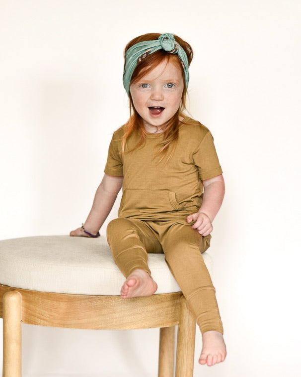 Front Opening Romper in Khaki | Bamboo Viscose