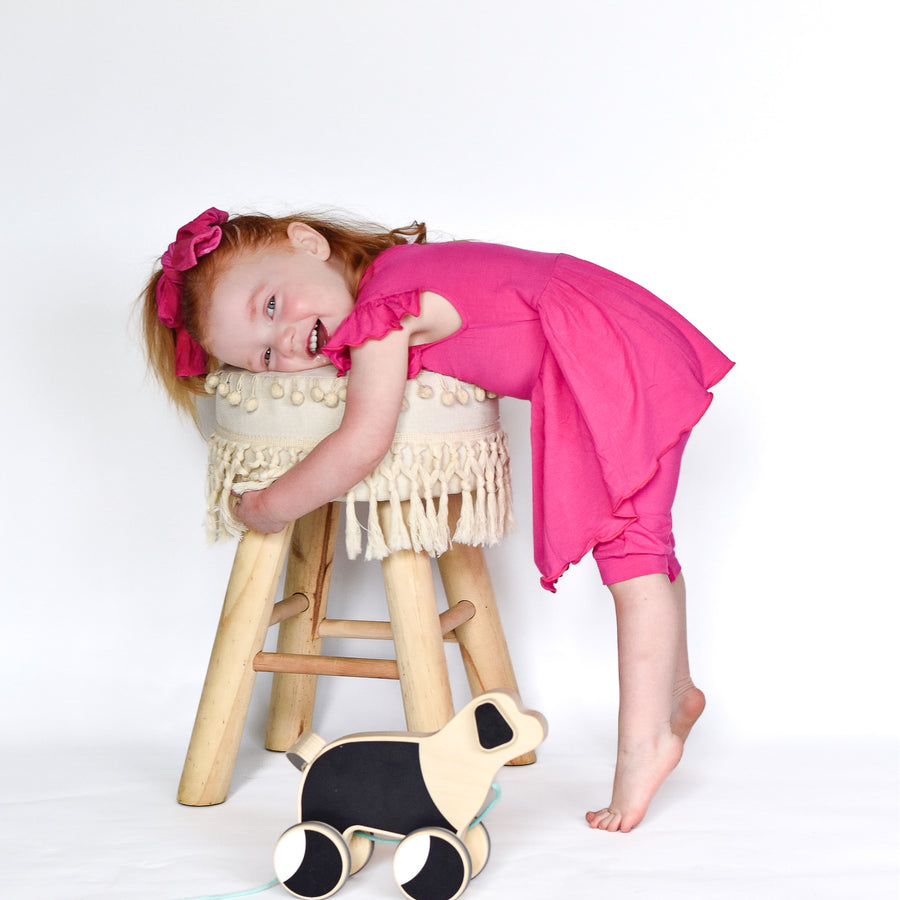 Switch-A-Roo ™ Reversible Opening Twirl Shortie Romper in Fuchsia | Bamboo Viscose
