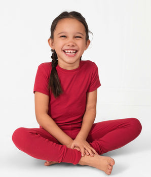 2 pc Loungewear Set in Ribbed Crimson