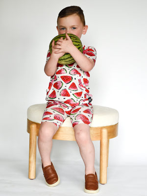 Front Opening Shortie Romper in OG Watermelons 2.0 | Bamboo Viscose