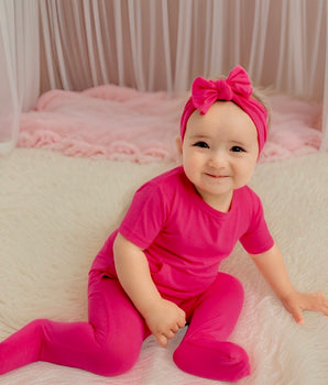 Front Opening Romper in Fuchsia