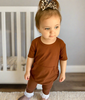 Change-A-Roo™ Front Opening Romper in Milk Chocolate