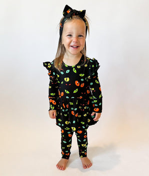 Switch-A-Roo™ Reversible Opening Twirl Romper in Eye Spy