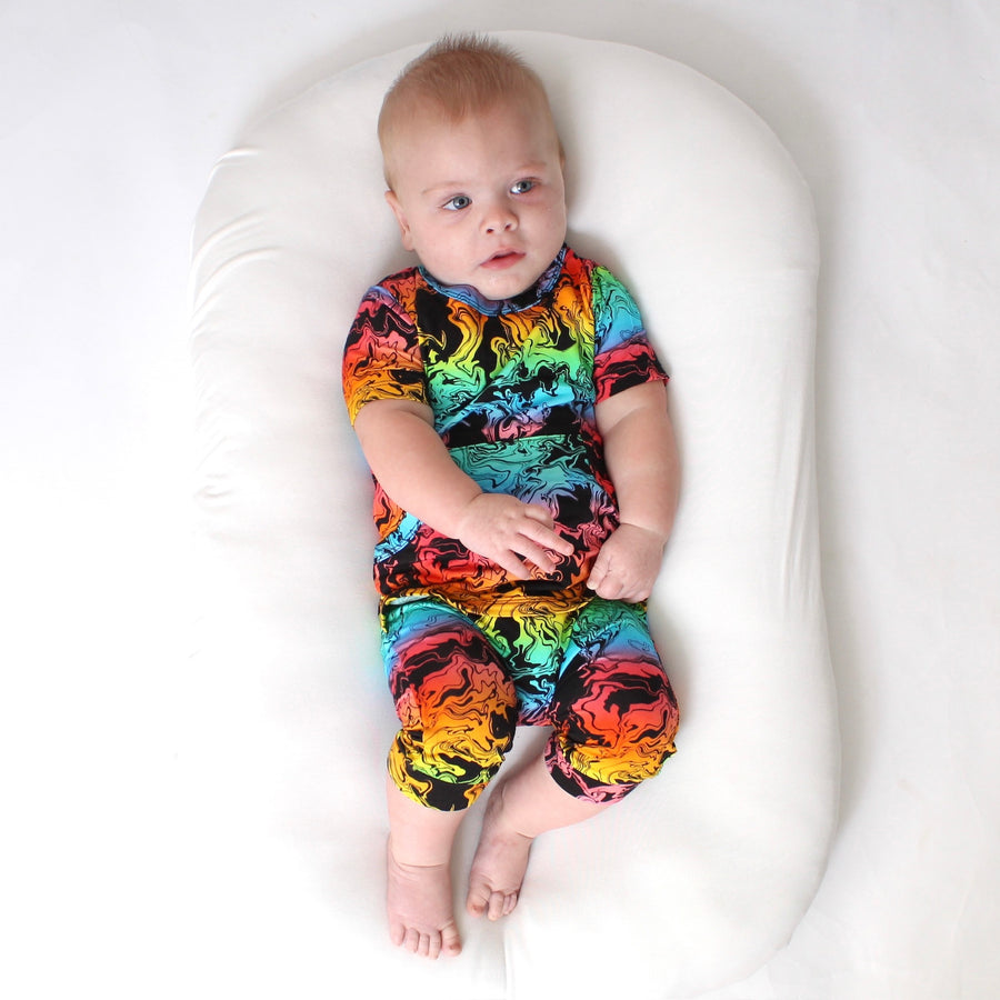 Front Opening Shortie Romper in Prism | Bamboo Viscose