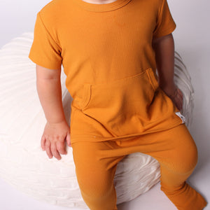 Front Opening Romper in Amber | Bamboo Viscose