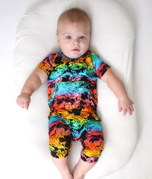 Front Opening Shortie Romper in Prism