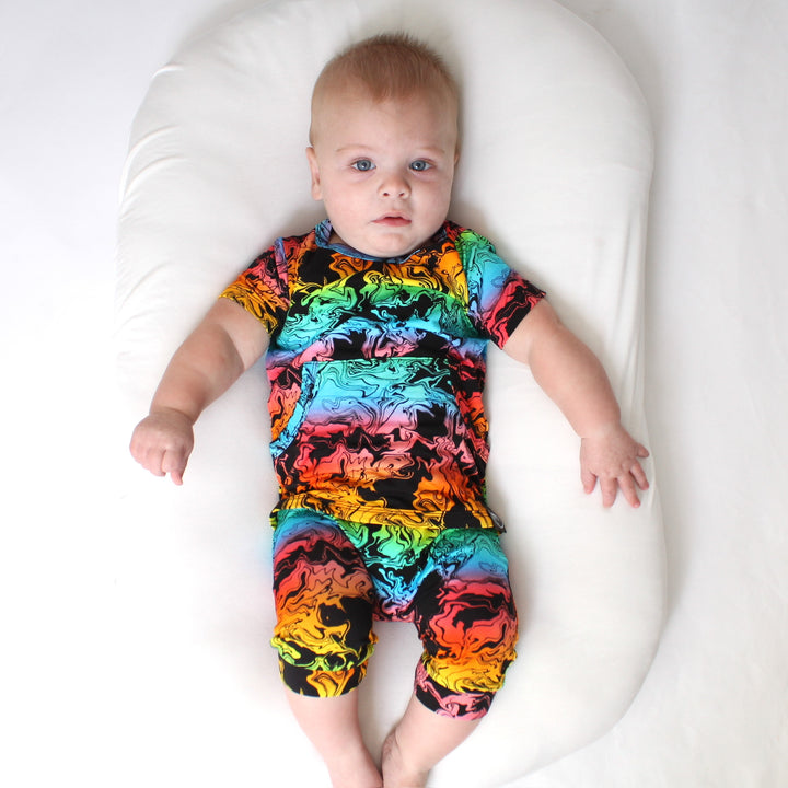 Front Opening Shortie Romper in Prism | Bamboo Viscose