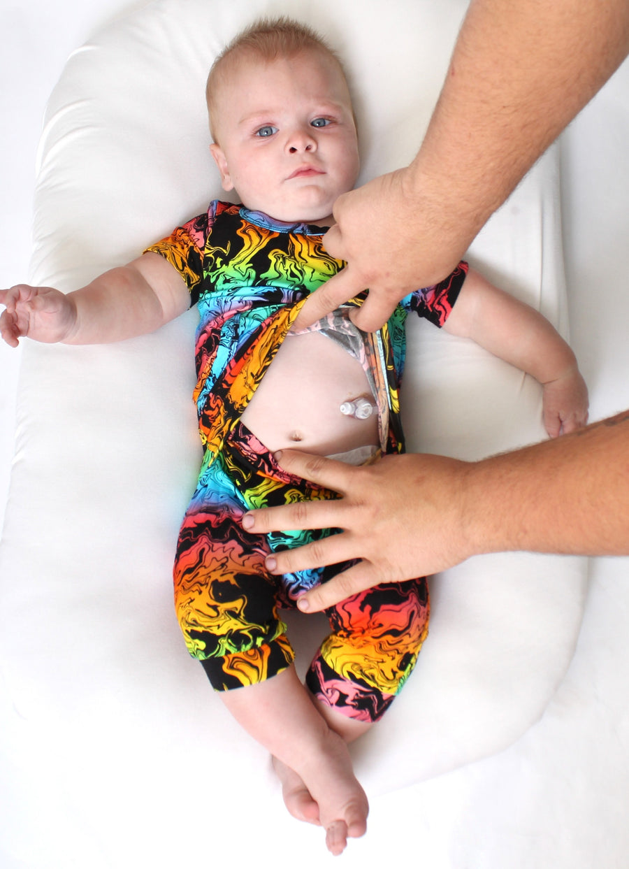 Front Opening Shortie Romper in Prism | Bamboo Viscose