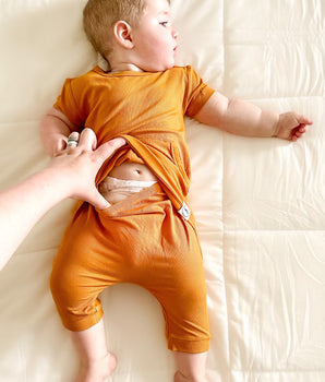 Front Opening Shortie Romper in Amber