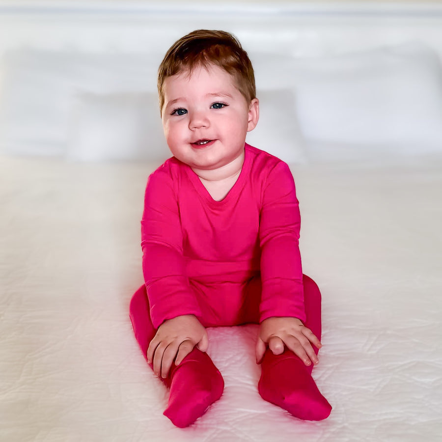Front Opening Romper in Fuchsia | Bamboo Viscose