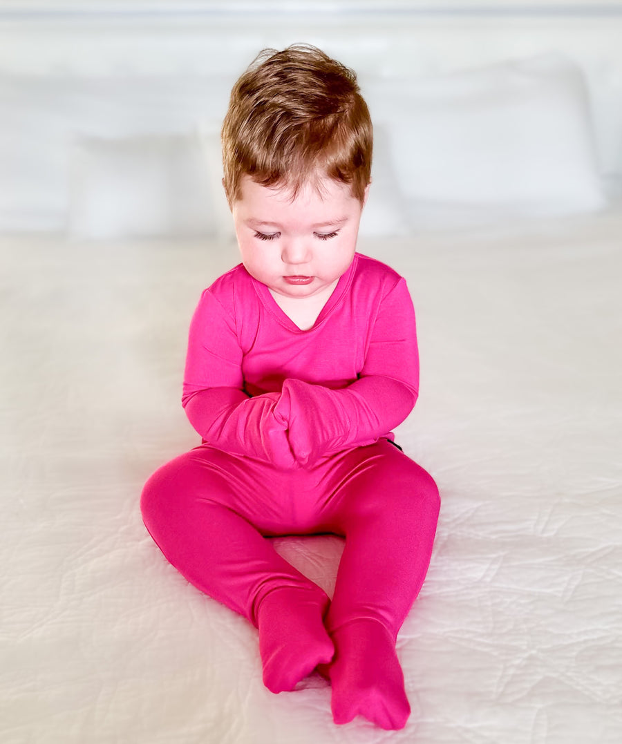 Front Opening Romper in Fuchsia | Bamboo Viscose
