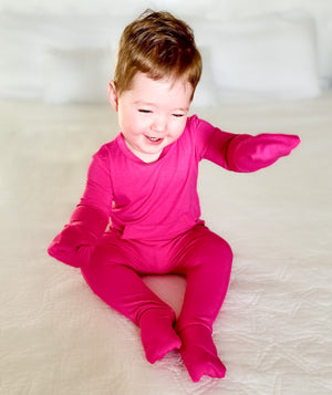 Front Opening Romper in Fuchsia | Bamboo Viscose
