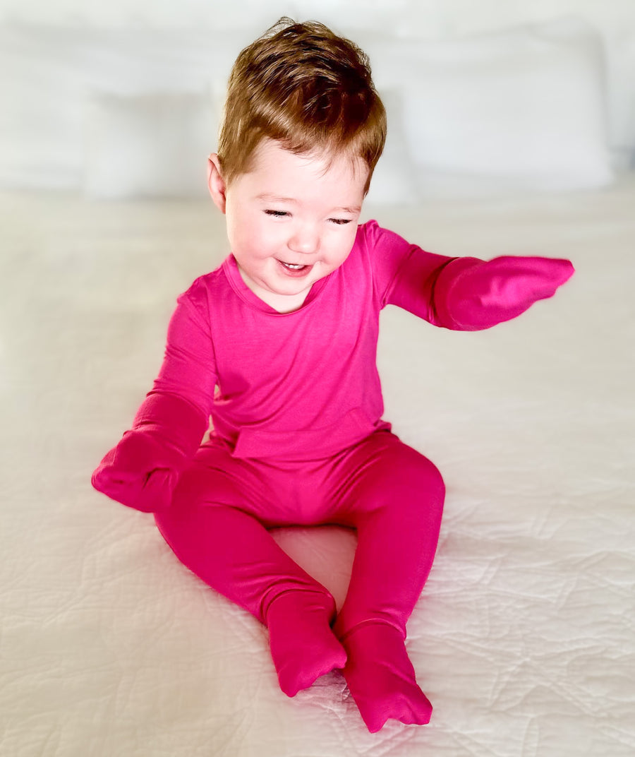 Front Opening Romper in Fuchsia | Bamboo Viscose