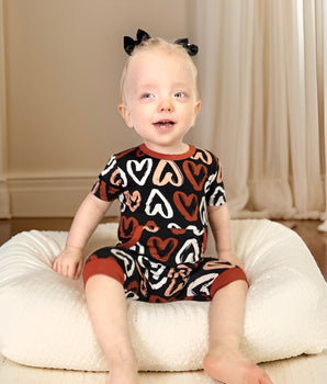 Change-A-Roo™ Front Opening Shortie Romper in Heart to Heart