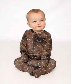 Front Opening Romper in Antlers