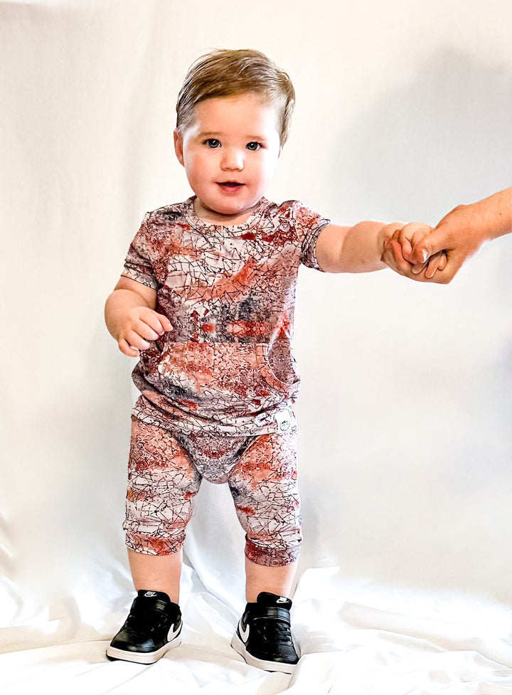 Front Opening Shortie Romper in Sunset | Bamboo Viscose