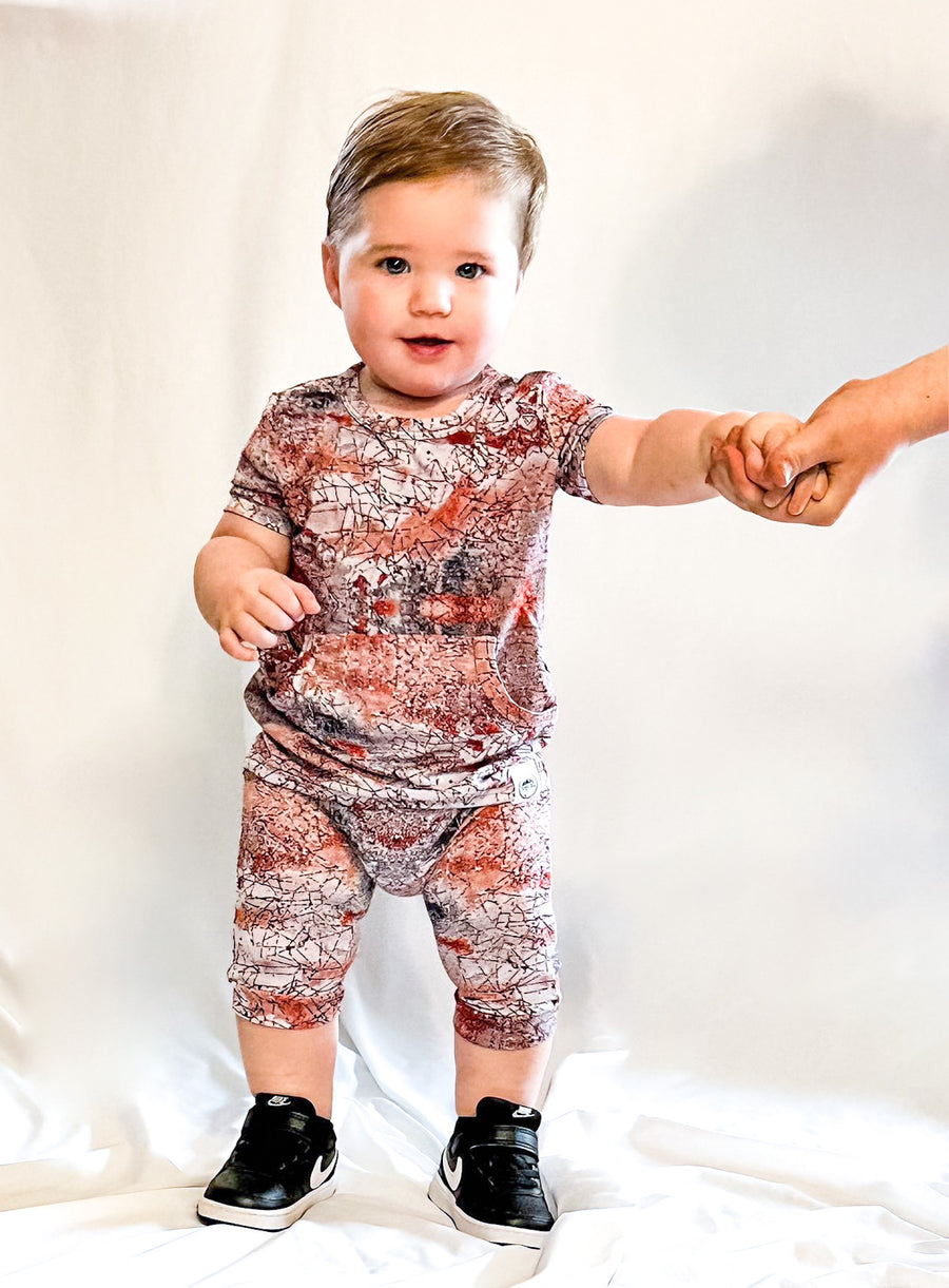 Front Opening Shortie Romper in Sunset | Bamboo Viscose