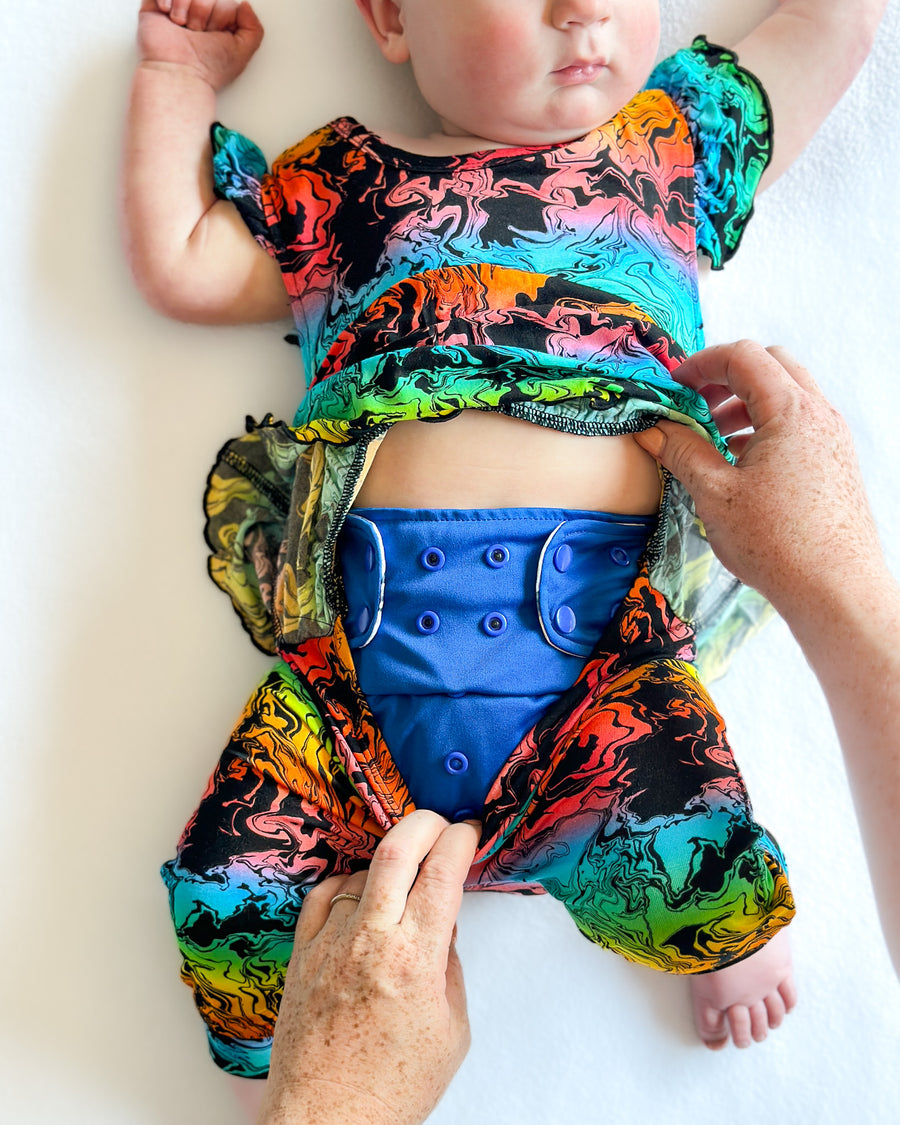 Switch-A-Roo ™ Reversible Opening Twirl Shortie Romper in Prism | Bamboo Viscose