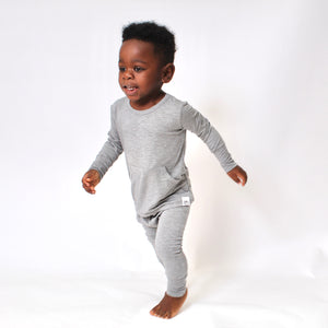 Front Opening Romper in Heathered Grey | Bamboo Viscose