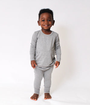 Change-A-Roo™ Front Opening Romper in Heathered Grey