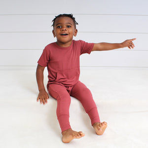 Front Opening Romper in Memphis Rust | Bamboo Viscose