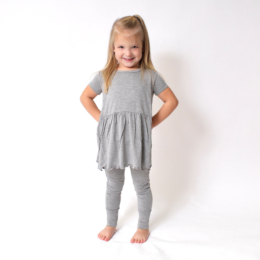 Front Opening Twirl Romper in Heathered Grey | Bamboo Viscose