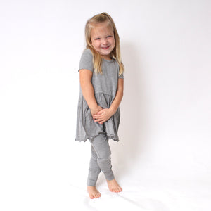 Front Opening Twirl Romper in Heathered Grey | Bamboo Viscose