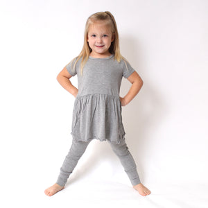 Front Opening Twirl Romper in Heathered Grey | Bamboo Viscose