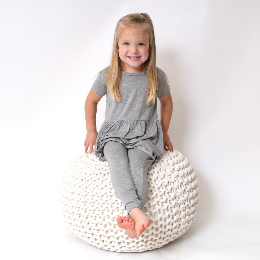 Front Opening Twirl Romper in Heathered Grey | Bamboo Viscose